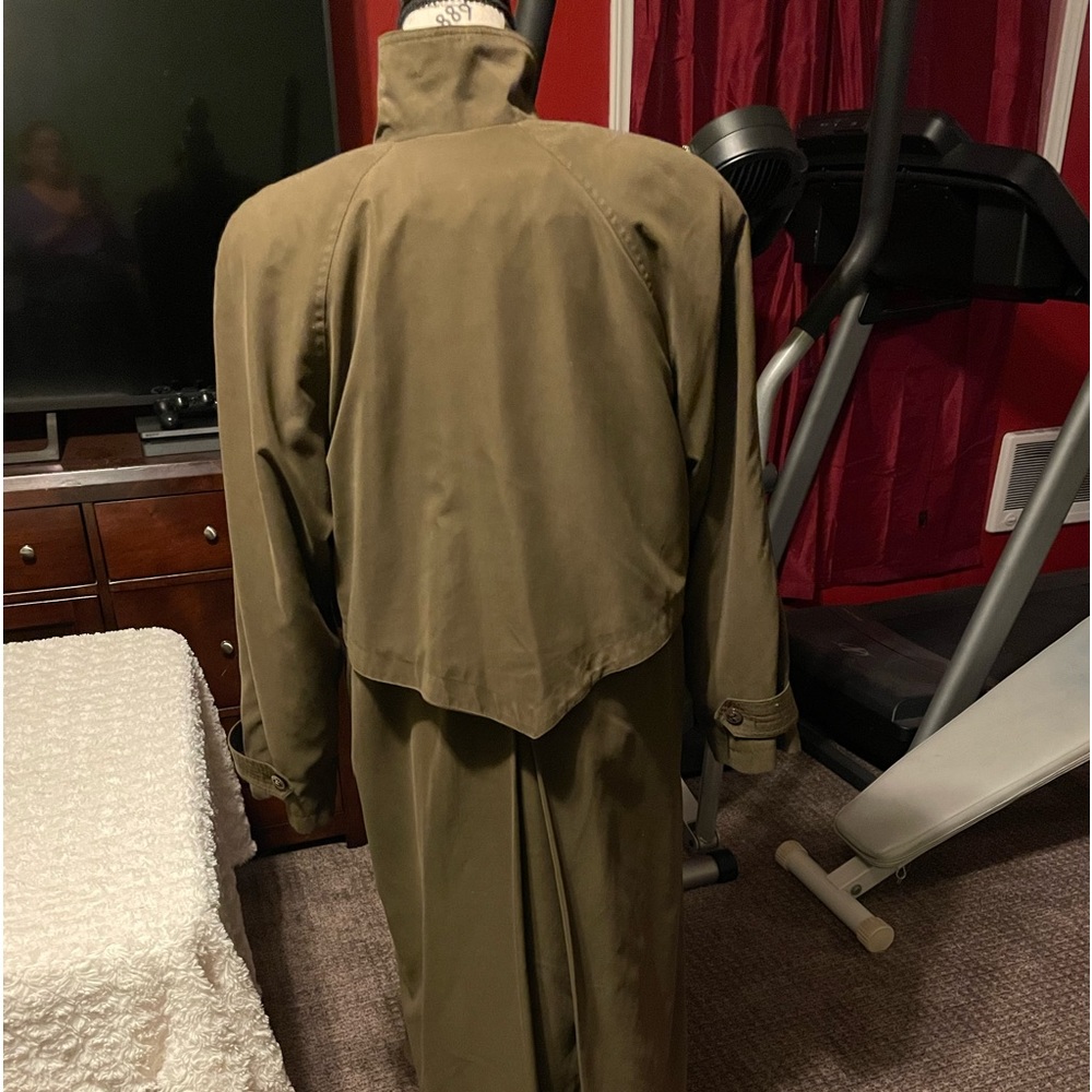 Fleet Street Olive Green Overcoat Trench Coat Long Jacket, Vintage 80’s 90’s - Picture 2 of 13